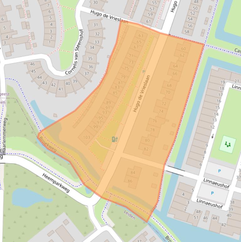 Kaart van postcodegebied 2341NV.