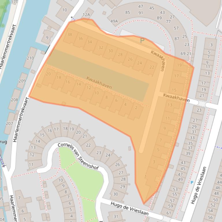 Kaart van postcodegebied 2341NW.
