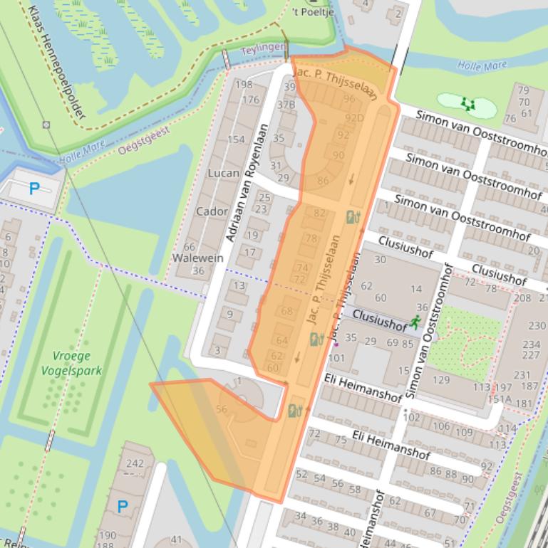 Kaart van postcodegebied 2341PD.