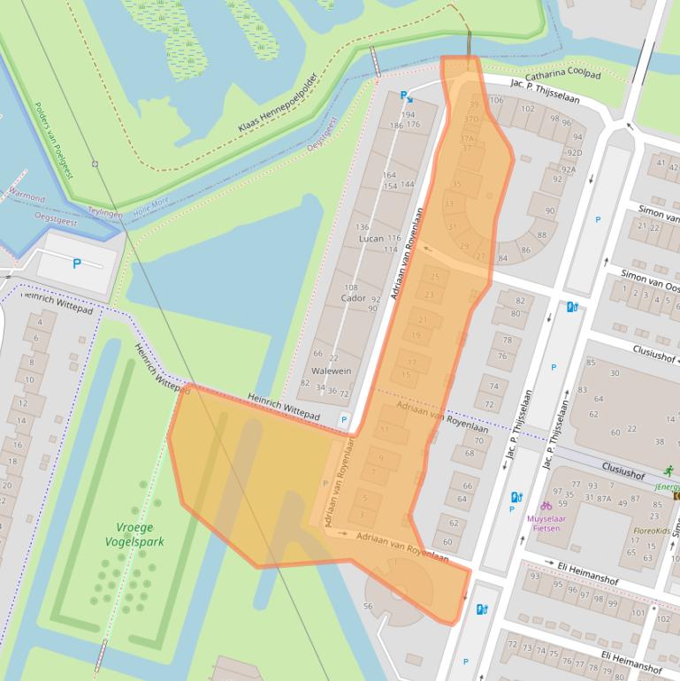 Kaart van postcodegebied 2341PE.