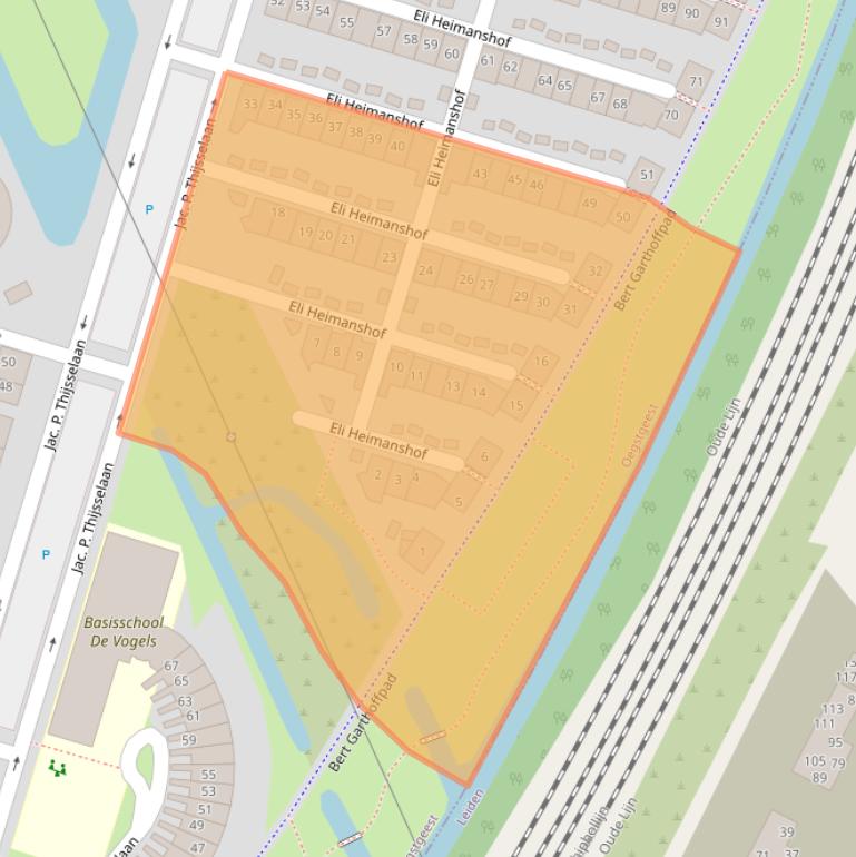 Kaart van postcodegebied 2341PG.