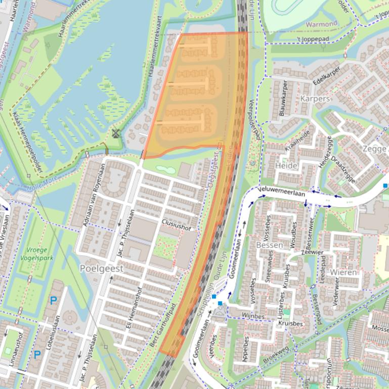 Kaart van postcodegebied 2341PP.