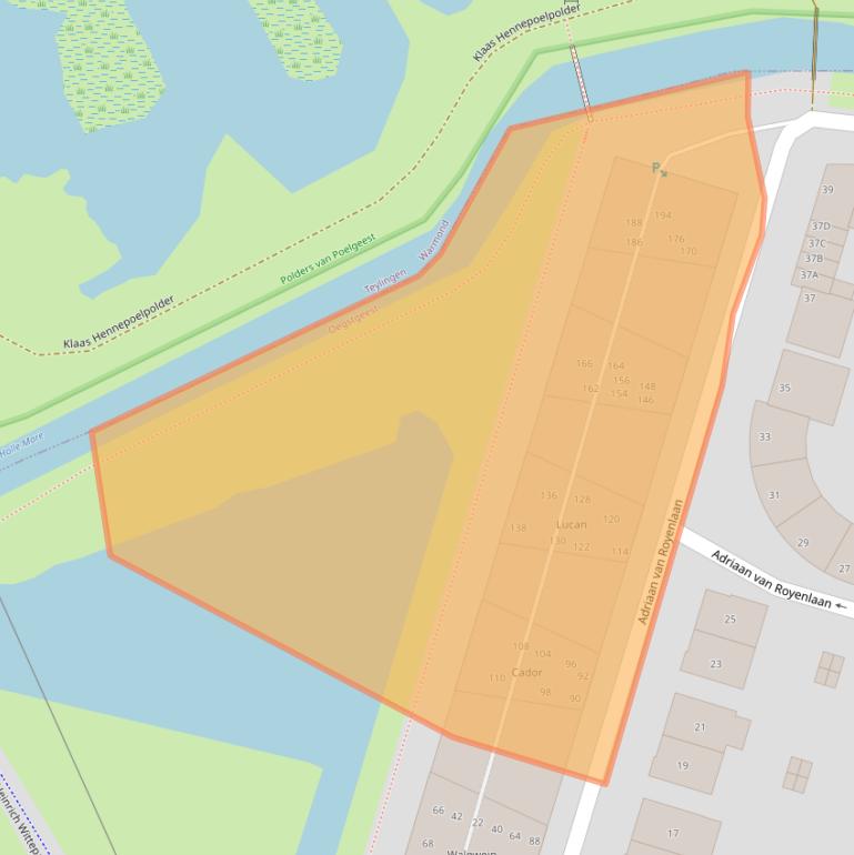 Kaart van postcodegebied 2341PZ.