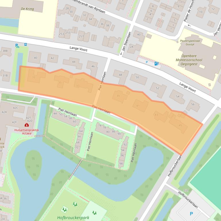Kaart van postcodegebied 2341SH.