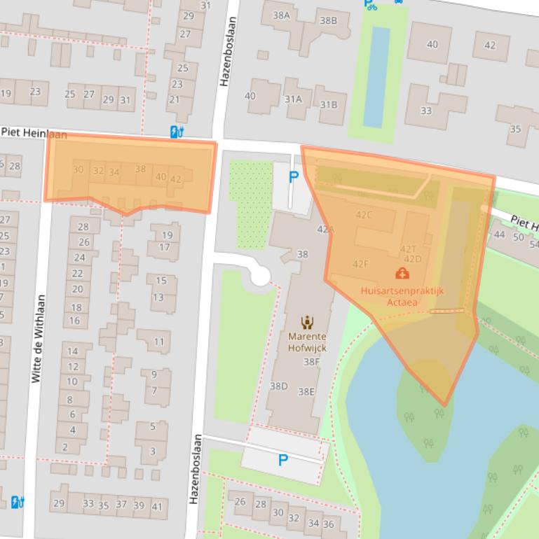 Kaart van postcodegebied 2341SL.
