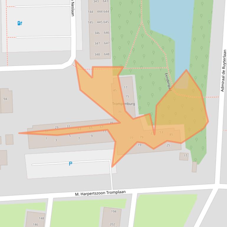 Kaart van postcodegebied 2341TJ.