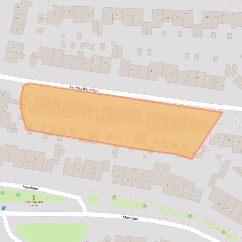 Kaart van postcodegebied 2341TS.