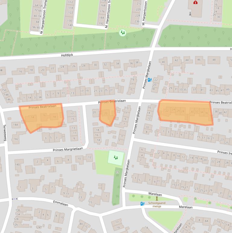 Kaart van postcodegebied 2341TX.