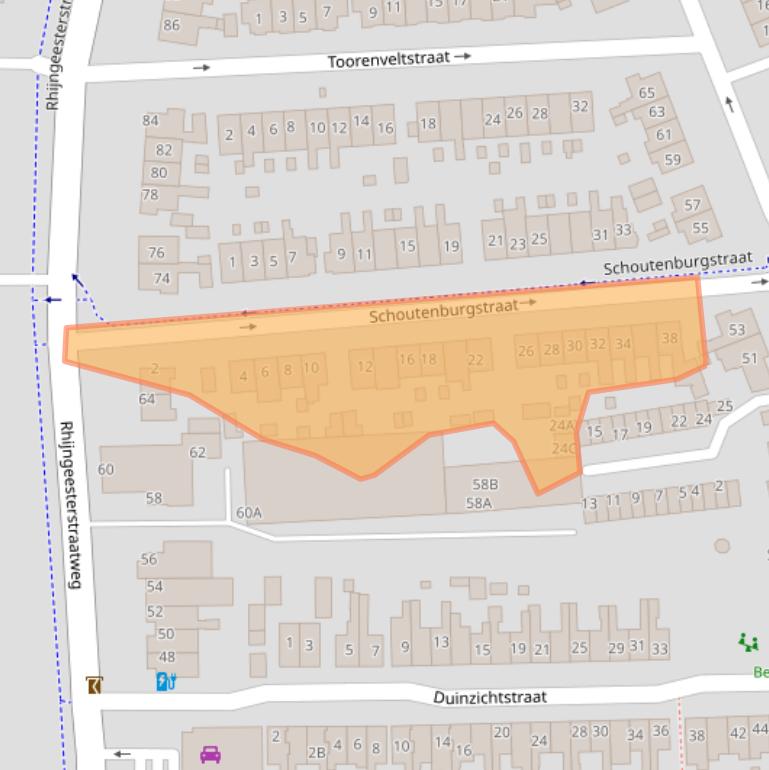 Kaart van postcodegebied 2341VZ.