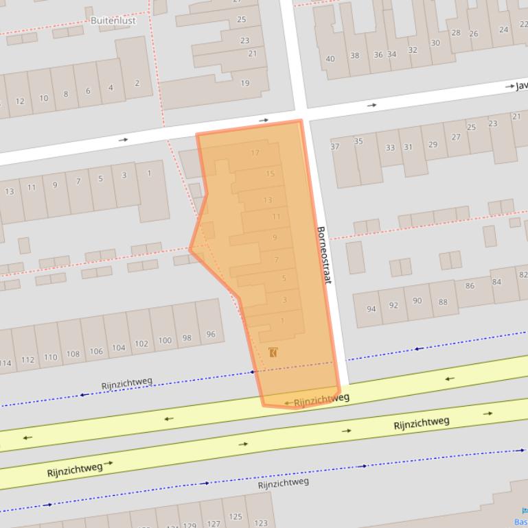 Kaart van postcodegebied 2341XM.