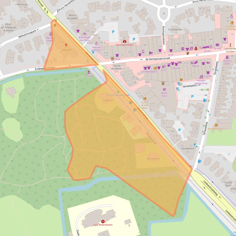 Kaart van postcodegebied 2342AB.