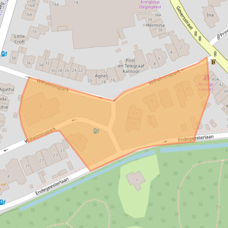 Kaart van postcodegebied 2342AD.