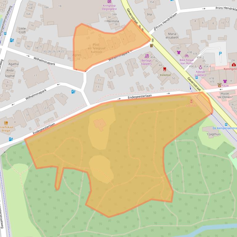 Kaart van postcodegebied 2342AG.