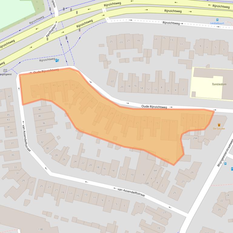 Kaart van postcodegebied 2342AT.