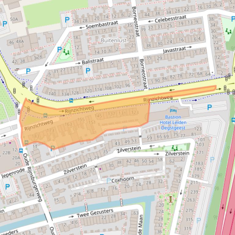 Kaart van postcodegebied 2342AZ.