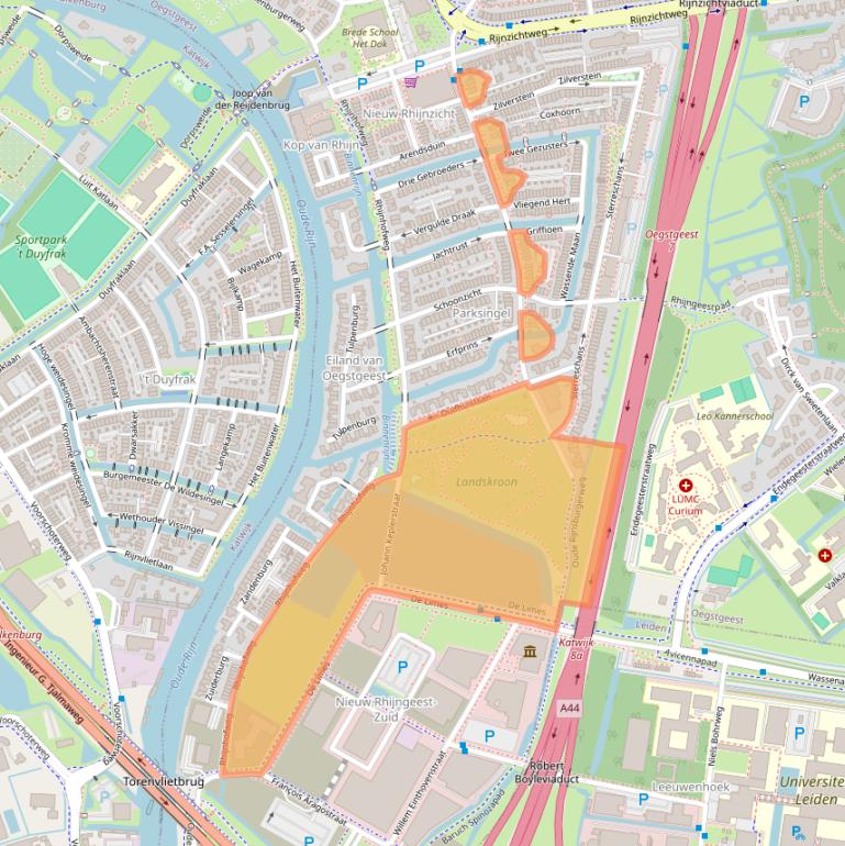 Kaart van postcodegebied 2342BA.