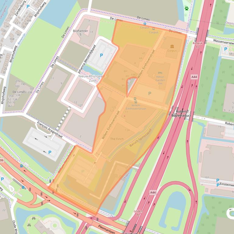 Kaart van postcodegebied 2342BH.