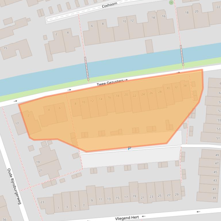 Kaart van postcodegebied 2342BJ.