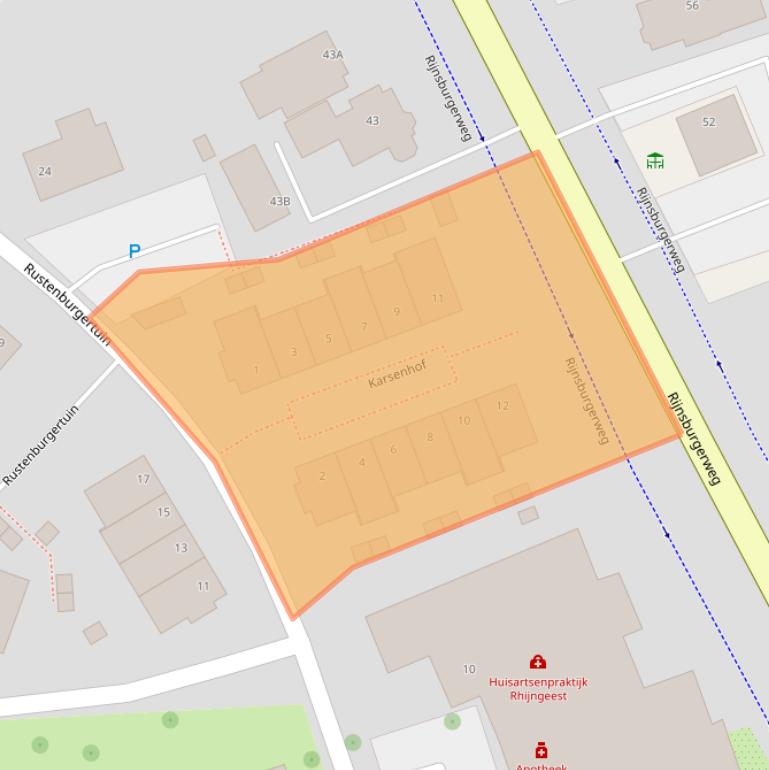 Kaart van postcodegebied 2342BW.