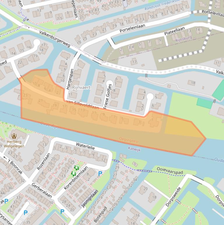 Kaart van postcodegebied 2342CA.