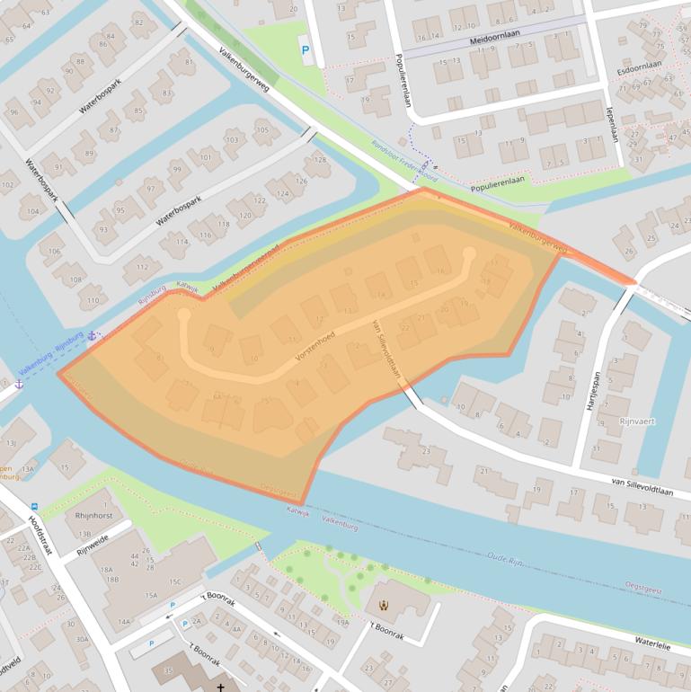 Kaart van postcodegebied 2342DA.