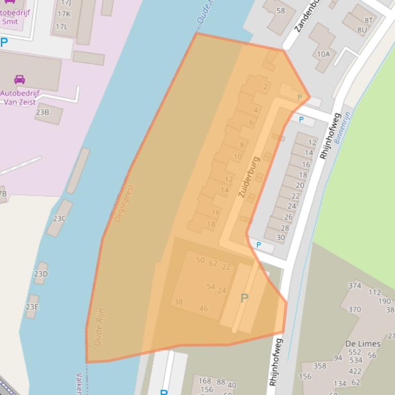 Kaart van postcodegebied 2342DM.