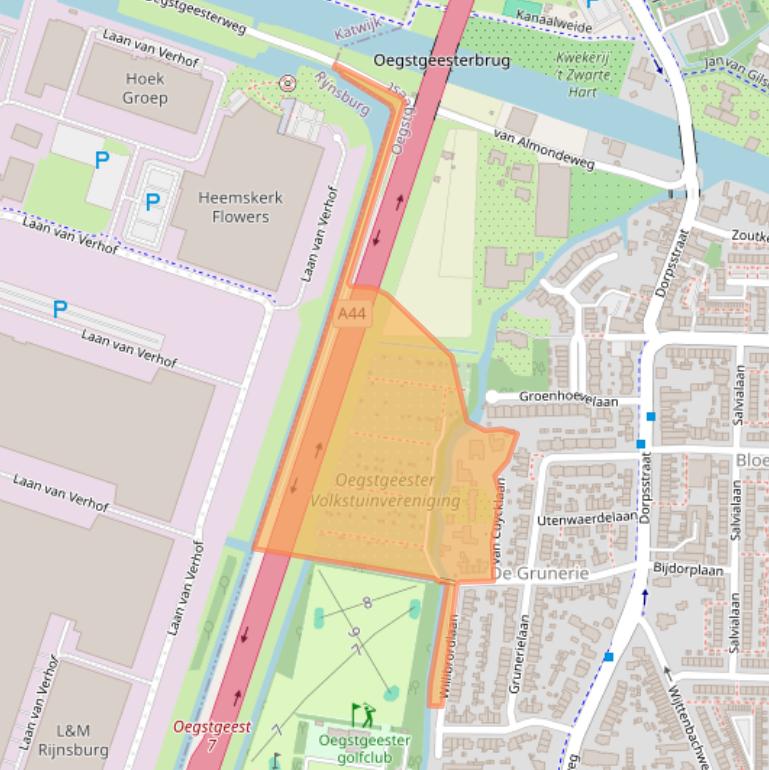 Kaart van postcodegebied 2343AJ.