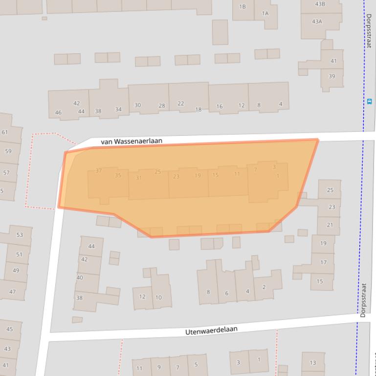 Kaart van postcodegebied 2343AS.