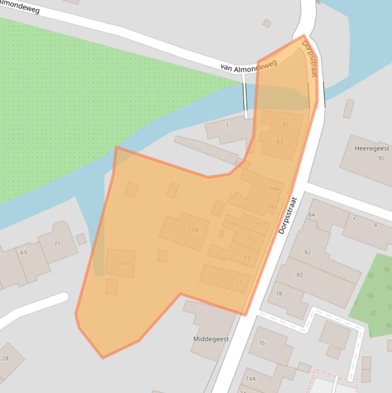 Kaart van postcodegebied 2343AZ.