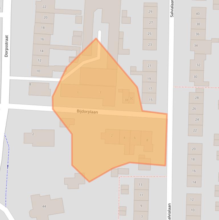 Kaart van postcodegebied 2343BC.