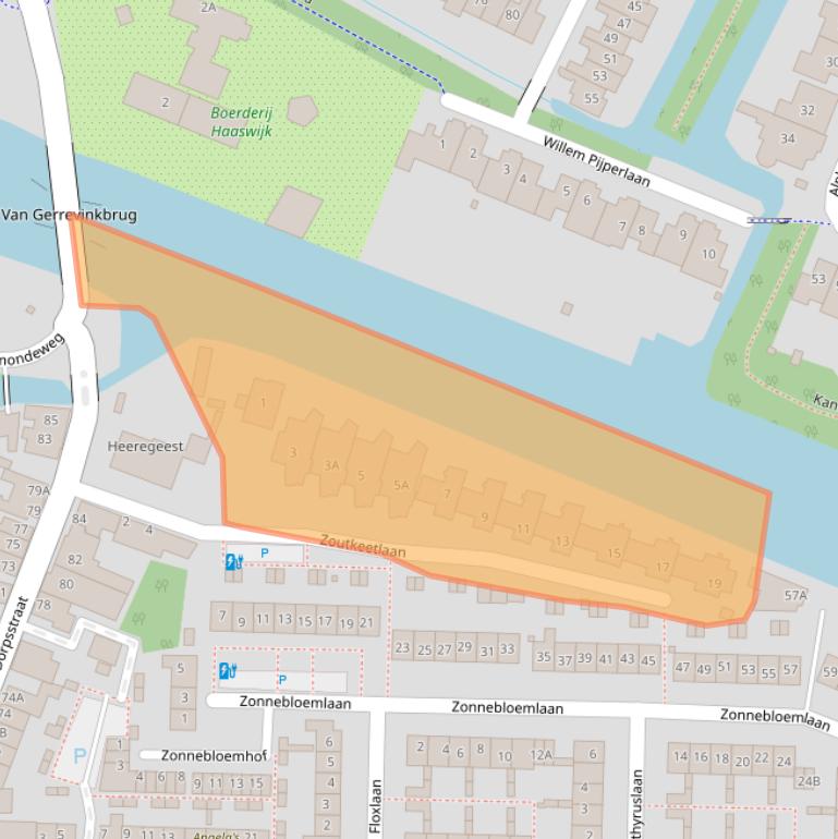 Kaart van postcodegebied 2343BD.