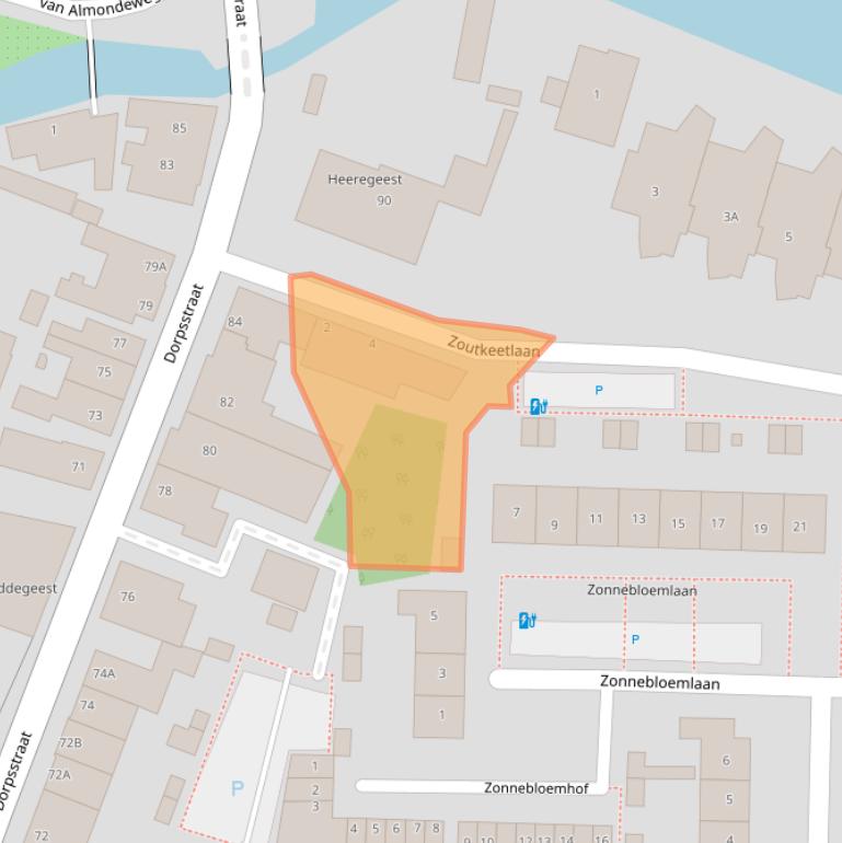 Kaart van postcodegebied 2343BE.