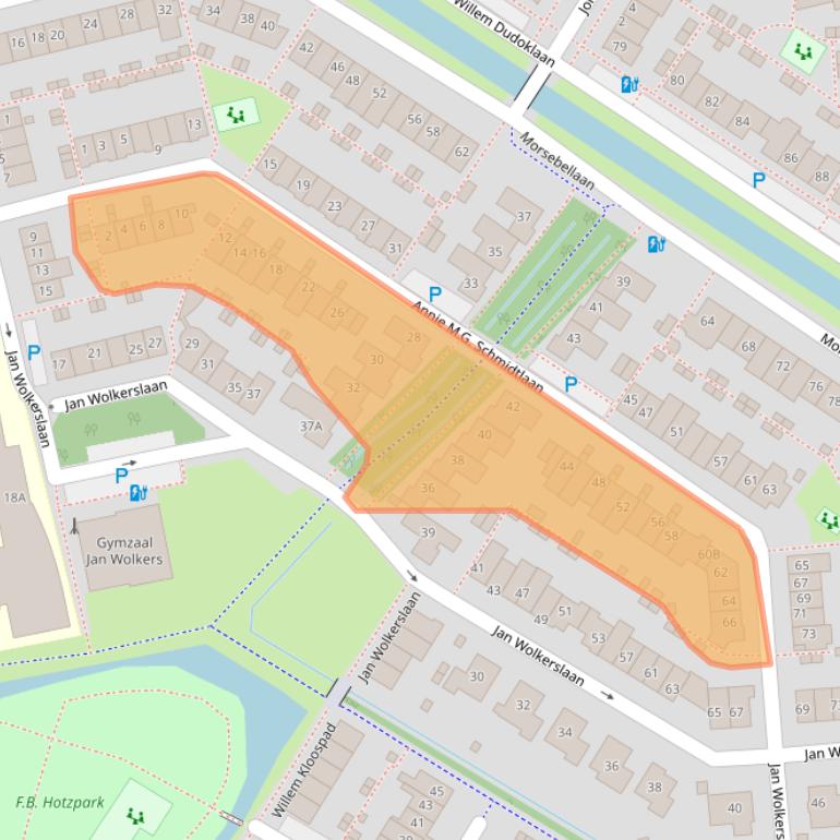 Kaart van postcodegebied 2343BH.