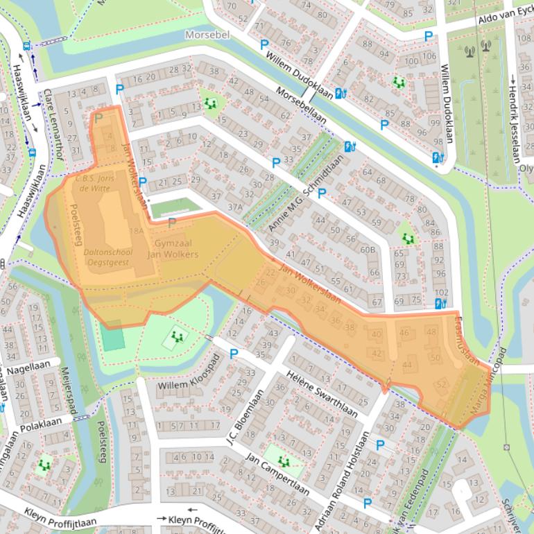 Kaart van postcodegebied 2343BK.