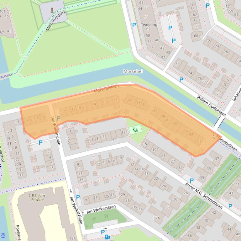 Kaart van postcodegebied 2343BM.