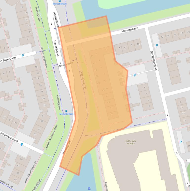 Kaart van postcodegebied 2343BT.