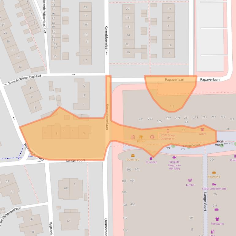 Kaart van postcodegebied 2343CA.