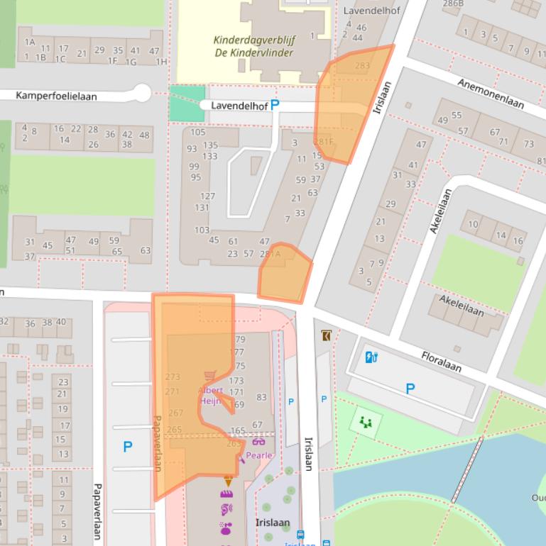 Kaart van postcodegebied 2343CM.