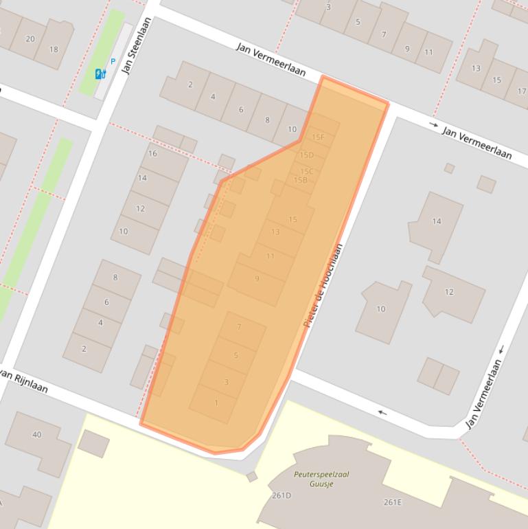 Kaart van postcodegebied 2343CP.