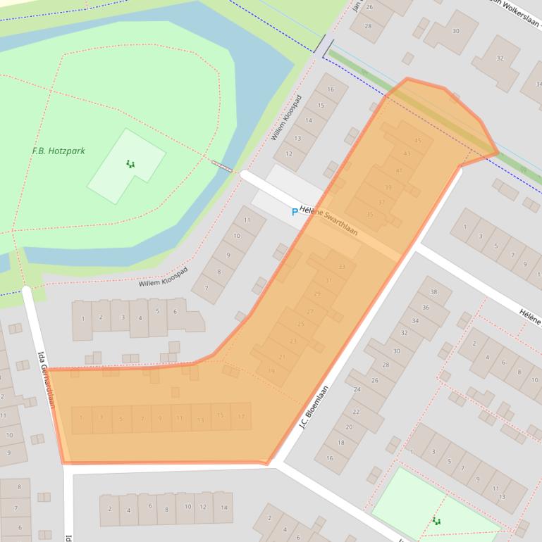 Kaart van postcodegebied 2343DG.