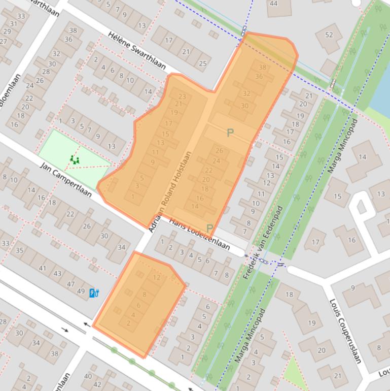 Kaart van postcodegebied 2343DJ.