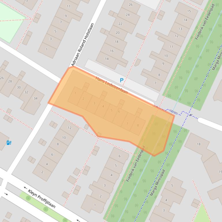 Kaart van postcodegebied 2343DK.