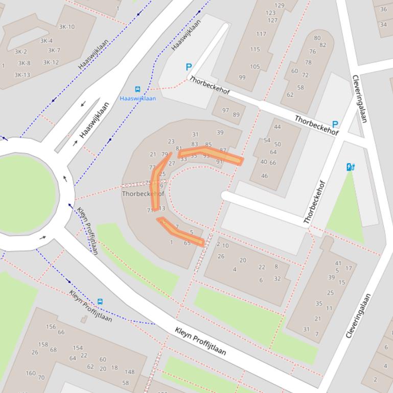 Kaart van postcodegebied 2343DN.