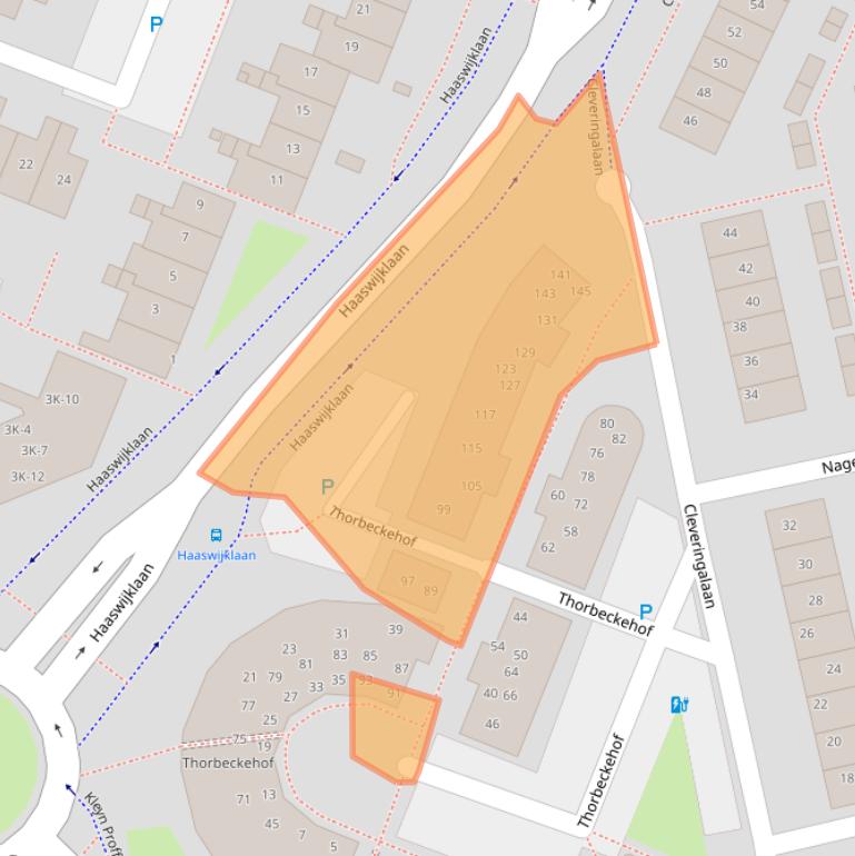 Kaart van postcodegebied 2343DR.