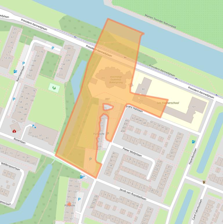 Kaart van postcodegebied 2343EG.