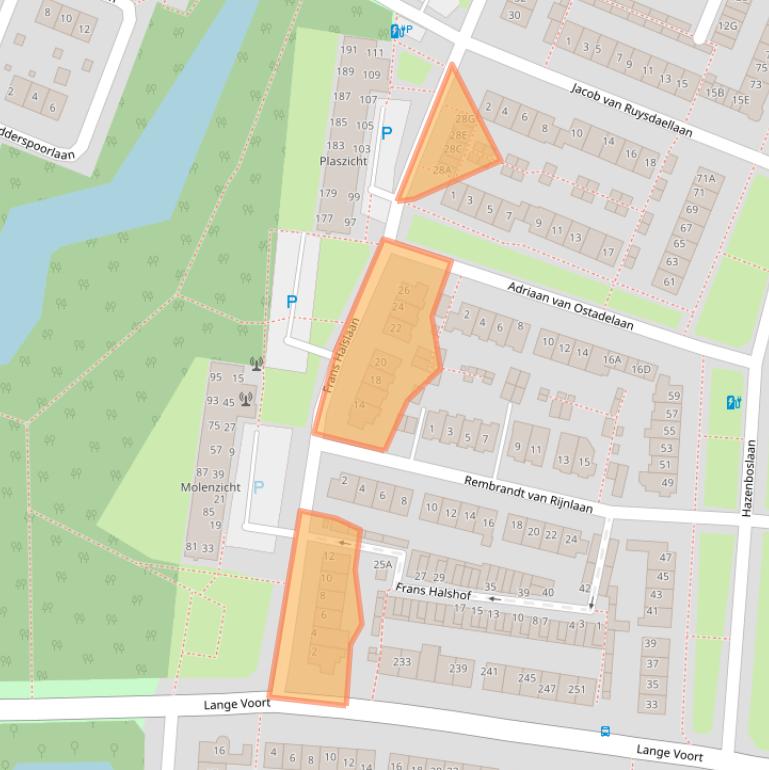 Kaart van postcodegebied 2343EH.