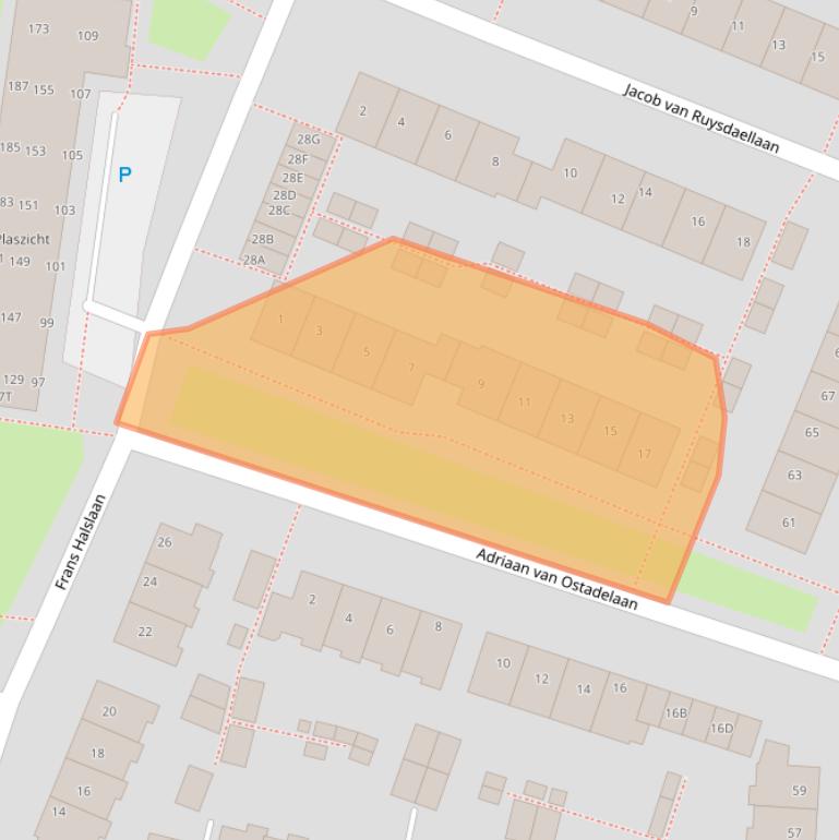 Kaart van postcodegebied 2343EL.