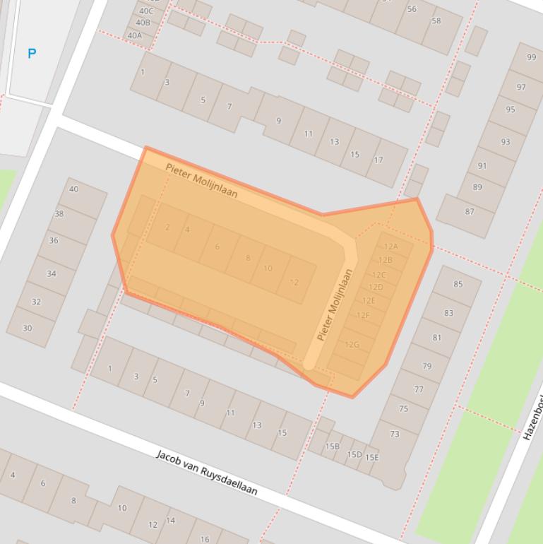 Kaart van postcodegebied 2343ES.