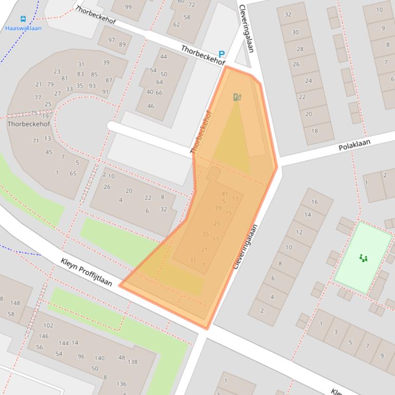 Kaart van postcodegebied 2343EV.