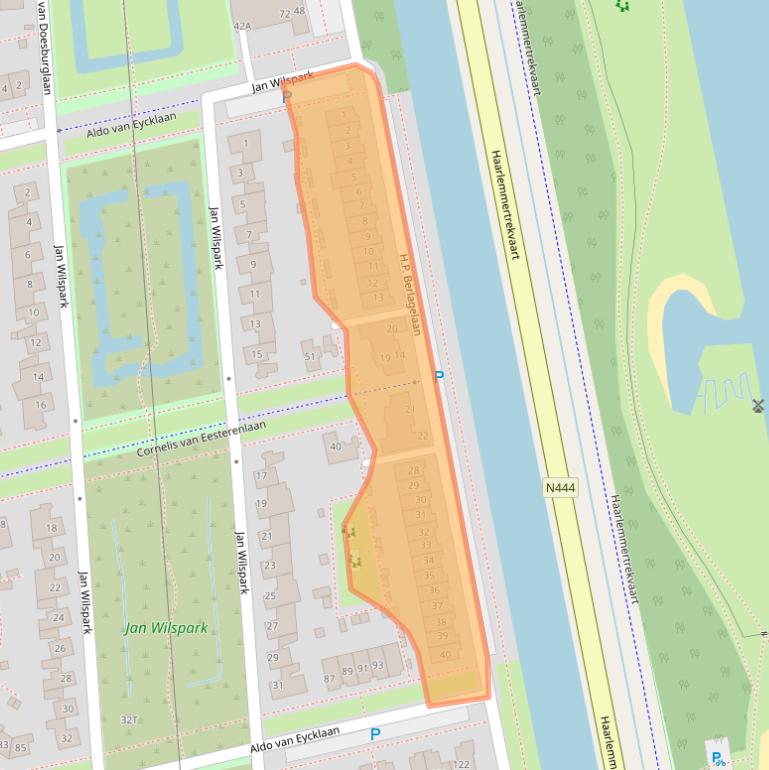 Kaart van postcodegebied 2343EW.